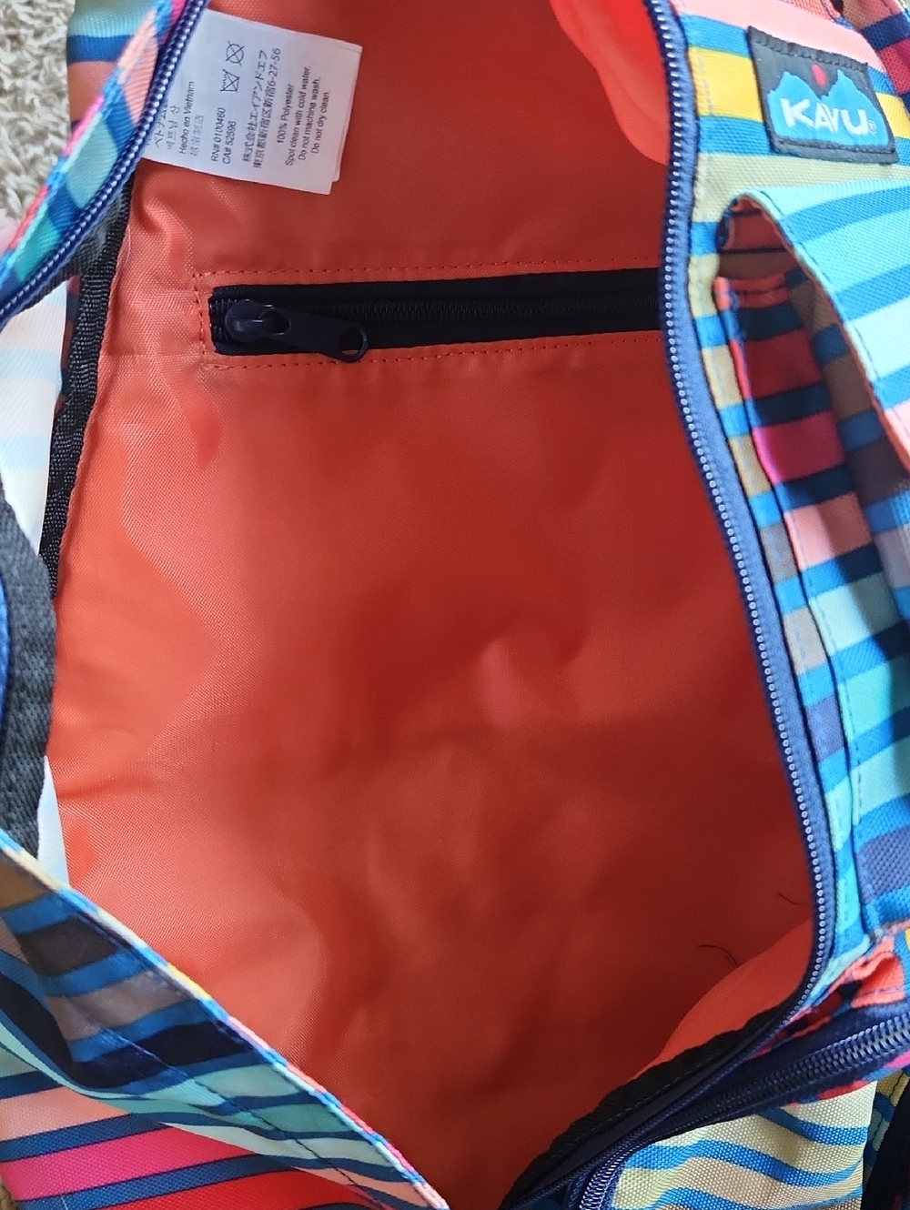 Kavu Large Striped Sling Bag - Blue, Pink, Yellow, Green - Picture 4 of 8